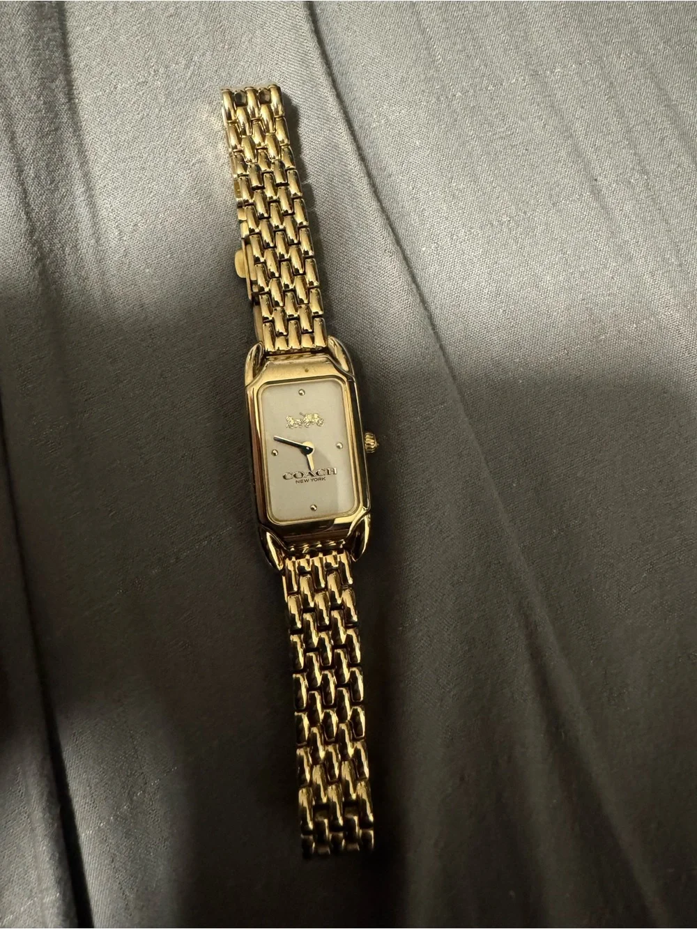 Coach Gold-Tone Women's Rectangular Link Bracelet Watch